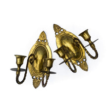Load image into Gallery viewer, Victorian Brass Wall Sconces / Candle Holders - Pair
