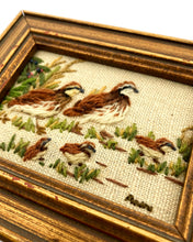 Load image into Gallery viewer, Framed 1970's Hand-Embroidered Quails