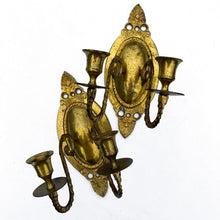 Load image into Gallery viewer, Victorian Brass Wall Sconces / Candle Holders - Pair