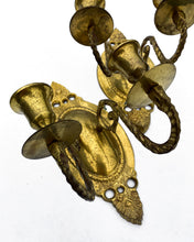 Load image into Gallery viewer, Victorian Brass Wall Sconces / Candle Holders - Pair