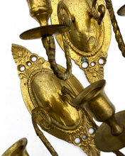 Load image into Gallery viewer, Victorian Brass Wall Sconces / Candle Holders - Pair