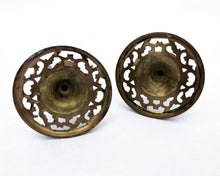 Load image into Gallery viewer, Brass Candlestick Flourish Detail - Pair