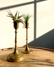 Load image into Gallery viewer, Etched Brass Candlestick - Leaves + Air Plant