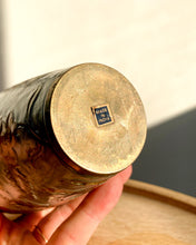 Load image into Gallery viewer, Floral Enameled Brass Vase - Small Blue