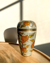Load image into Gallery viewer, Floral Enameled Brass Vase - Small Blue