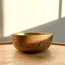 Load image into Gallery viewer, Etched Floral Small Brass Bowl