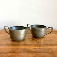 Load image into Gallery viewer, Pewter Sugar and Creamer Set