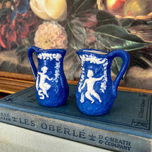 Load image into Gallery viewer, Blue and White Mini Creamer Pitchers - Set of 2