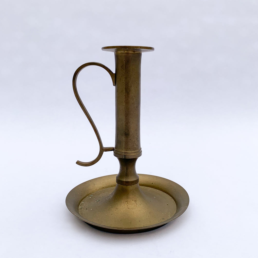 Solid Brass Candlestick Holder with Large Handle