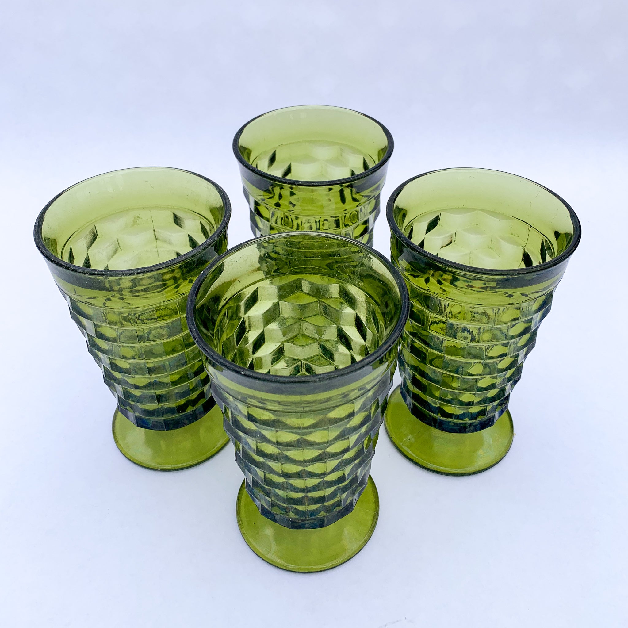 1970s Whitehall Green Ice Tea Tumblers Vintage Avocado Green