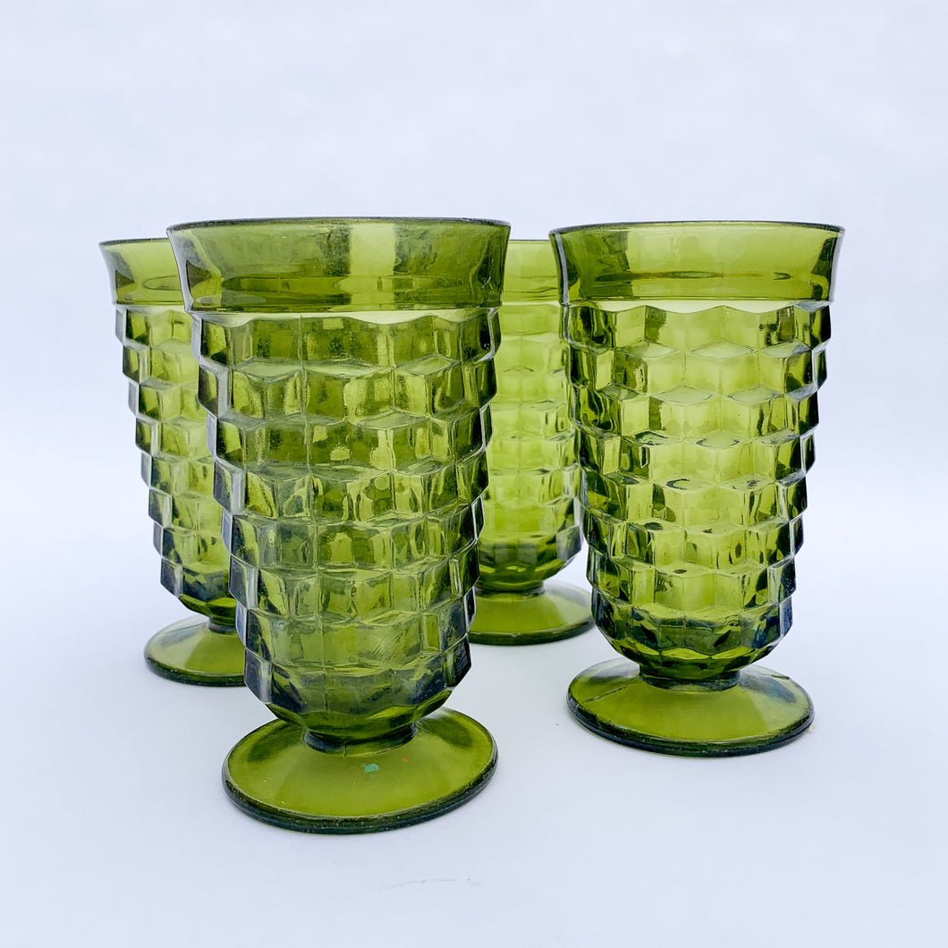 Whitehall Colony Avocado Green Glasses - Set of 4