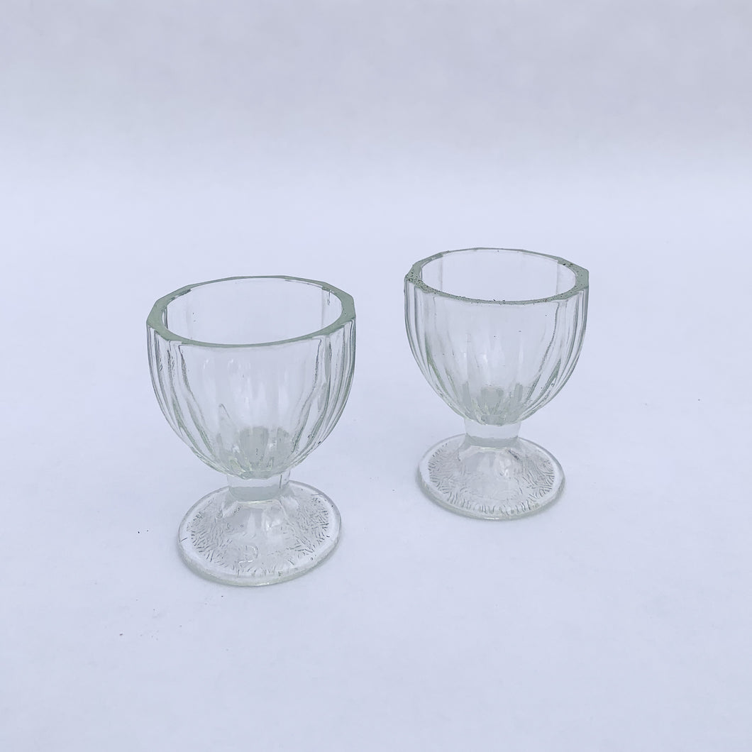 Ribbed Glass Dominion Glass Company Egg Cup - Set of 2