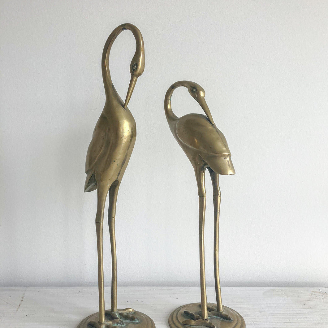 Pair of Brass Herons