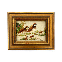 Load image into Gallery viewer, Framed 1970&#39;s Hand-Embroidered Quails
