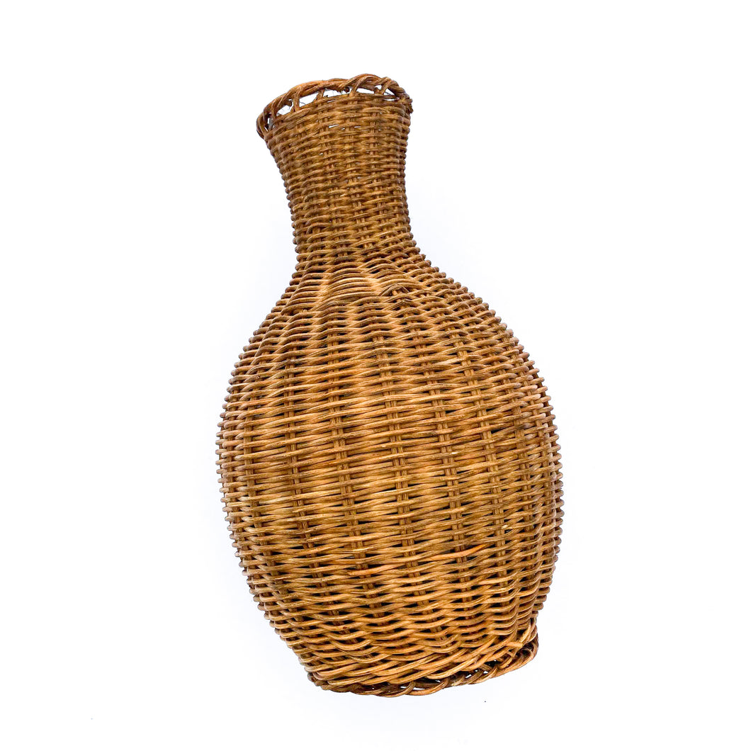 Large Vintage Wicker / Glass Vase - Weighted