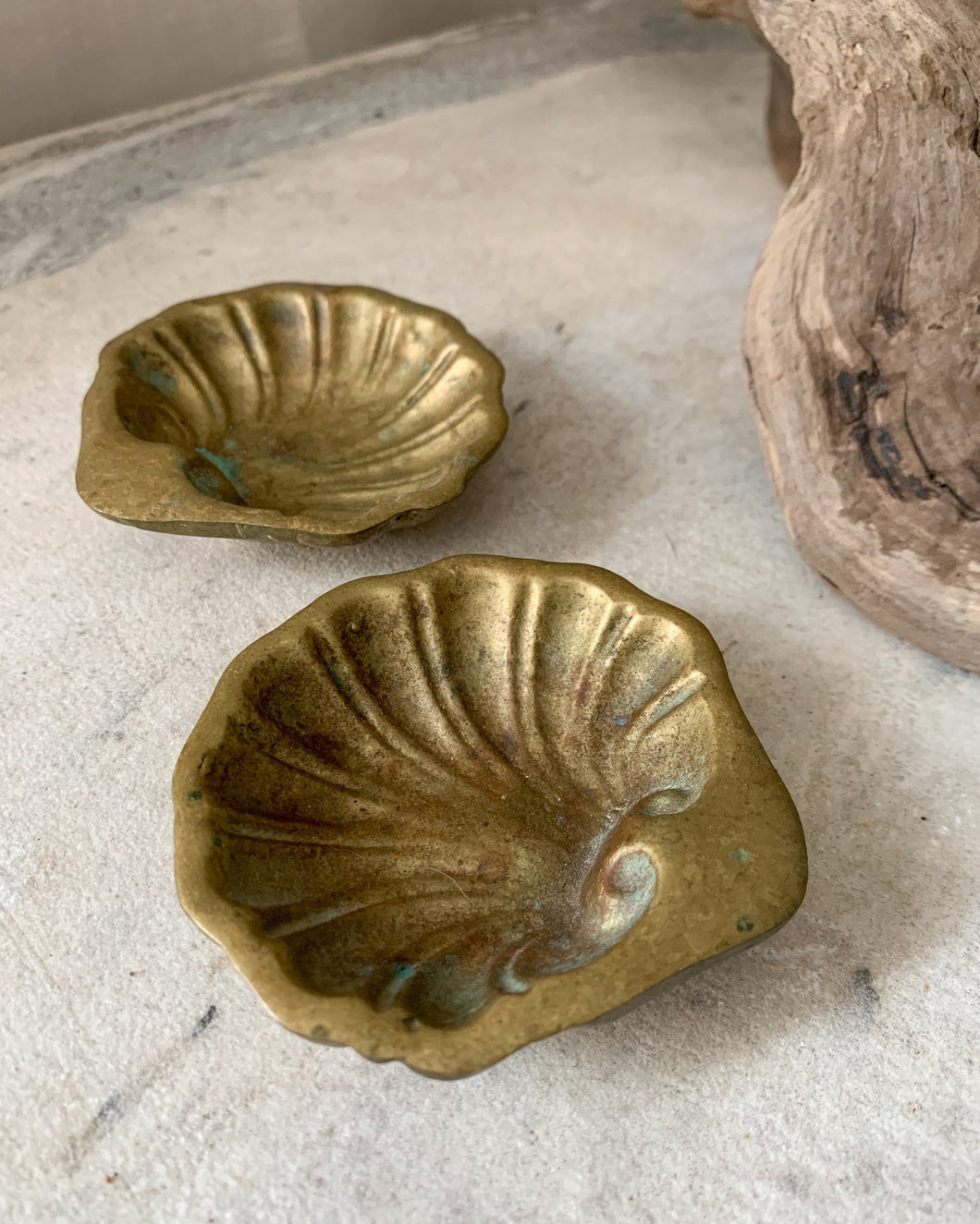 Pair of Brass Shell Trinket Bowls
