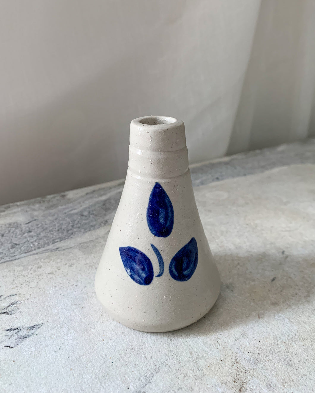 Blue Floral Stoneware Bud Vase - Williamsburg Pottery