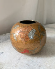 Load image into Gallery viewer, Floral Enameled Brass Vase
