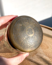 Load image into Gallery viewer, Glass Jar with Etched Brass Lid
