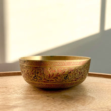 Load image into Gallery viewer, Etched Floral Small Brass Bowl

