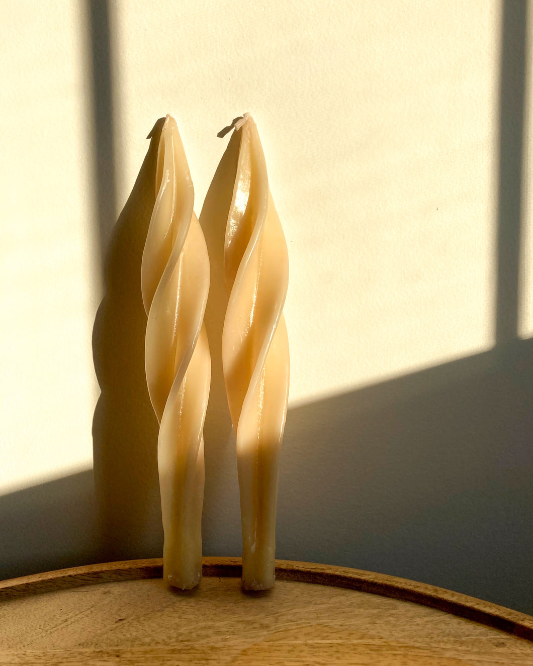 Taupe Spiral Candles - Set of 2