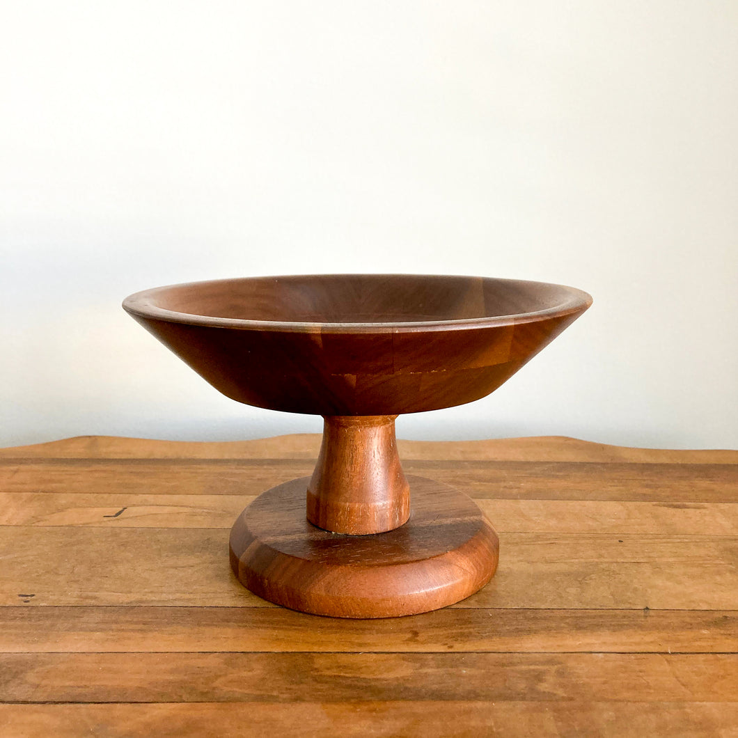 Solid Walnut Wood Pedestal Bowl