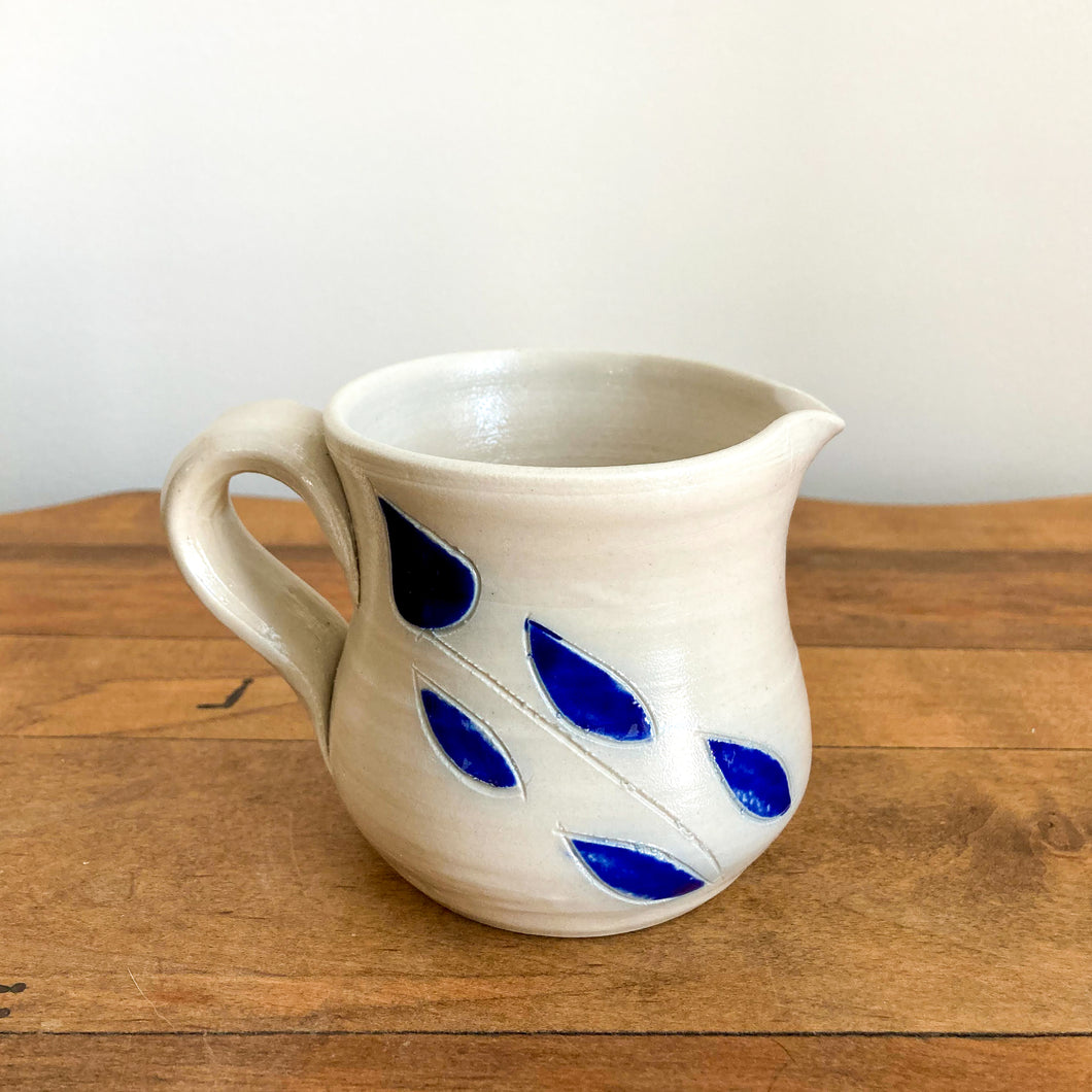 Cobalt Blue Leaf Salt Glaze Creamer