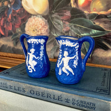 Load image into Gallery viewer, Blue and White Mini Creamer Pitchers - Set of 2
