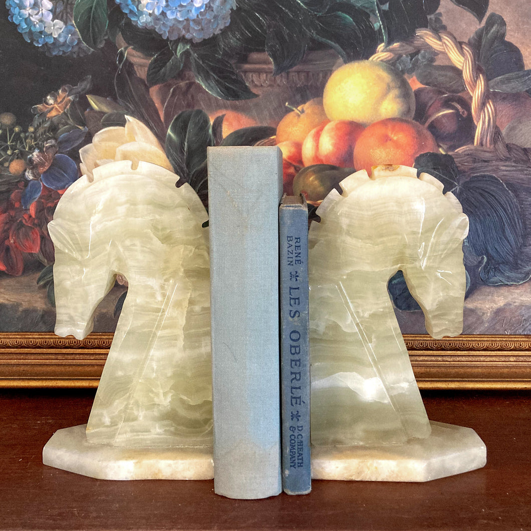 Heavy Onyx Horsehead Bookends - Set of 2